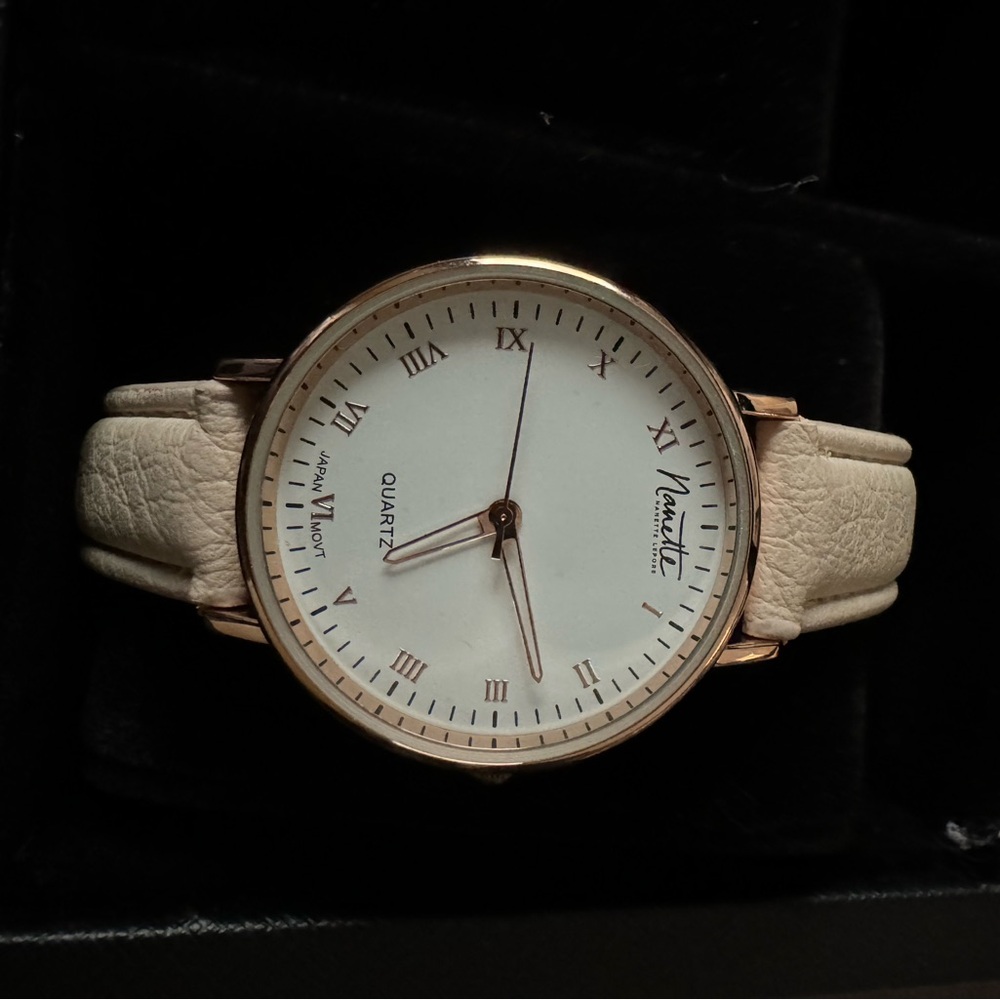 Nanette Lepore Rose gold watch.